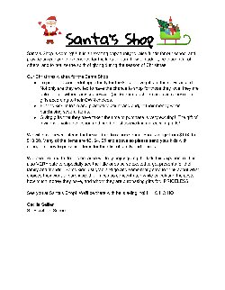 Santa\'s Shop Info Sheet